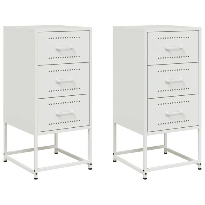 Tables de chevet 2 pcs blanc 36x39x78 cm acier - Photo n°2