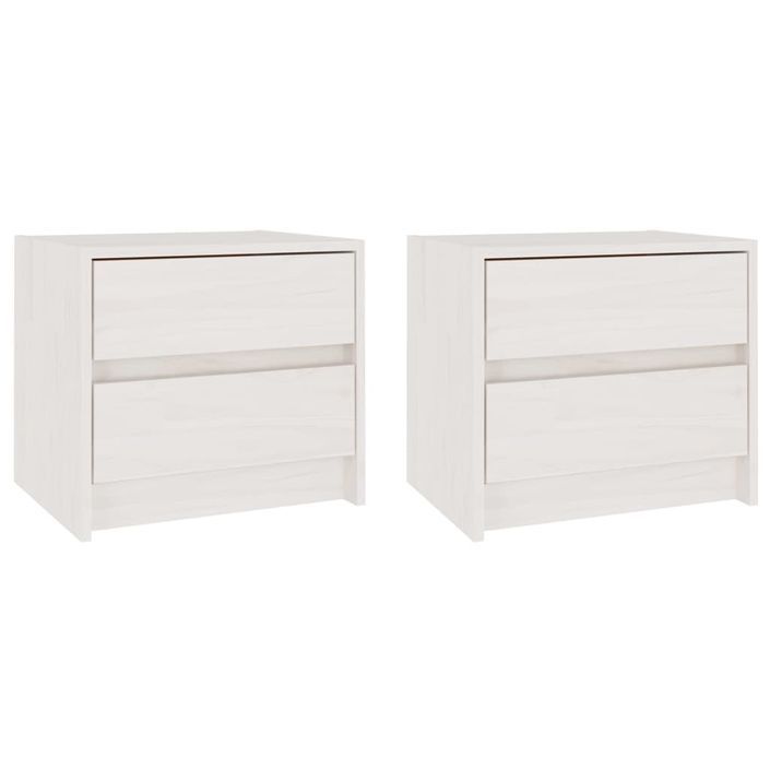 Tables de chevet 2 pcs Blanc 40x30,5x35,5 cm Bois de pin solide - Photo n°2