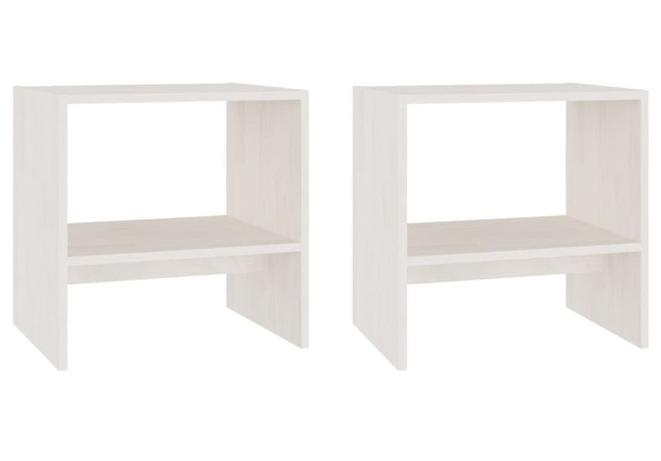 Tables de chevet 2 pcs Blanc 40x30,5x40 cm Bois de pin massif - Photo n°1