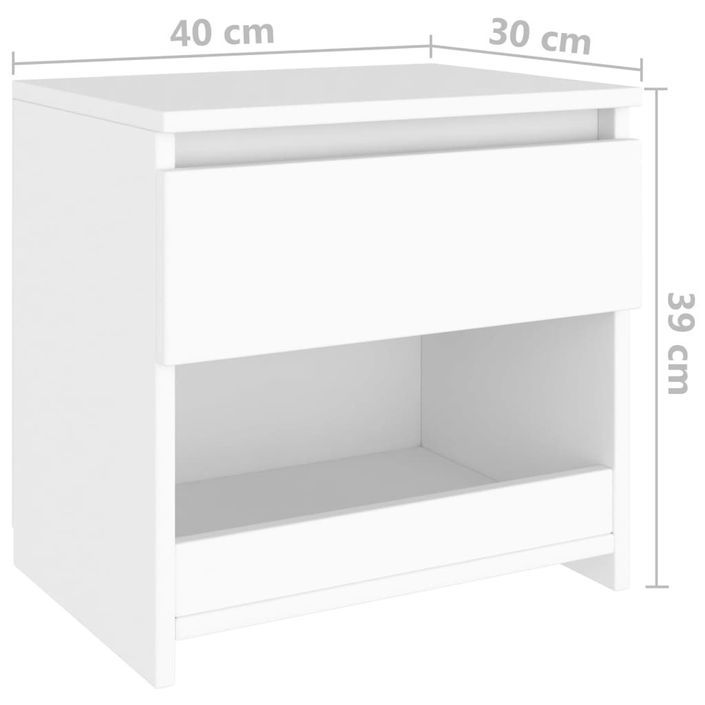 Tables de chevet 2 pcs Blanc 40x30x39 cm - Photo n°8