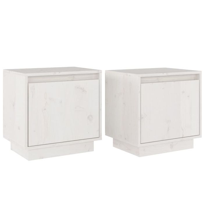 Tables de chevet 2 pcs Blanc 40x30x40 cm Bois de pin solide 2 - Photo n°1
