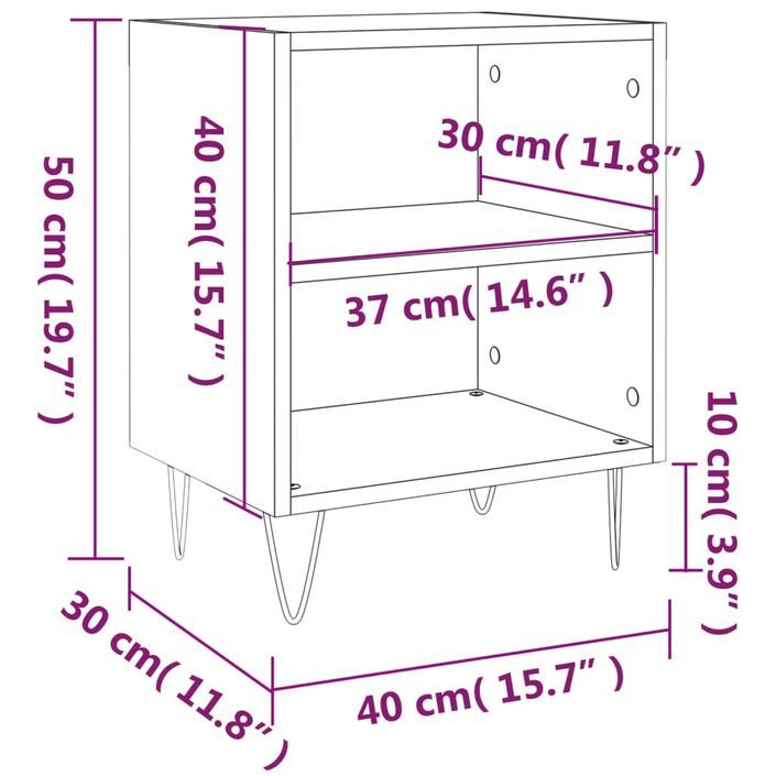 Tables de chevet 2 pcs blanc 40x30x50 cm bois d'ingénierie - Photo n°10