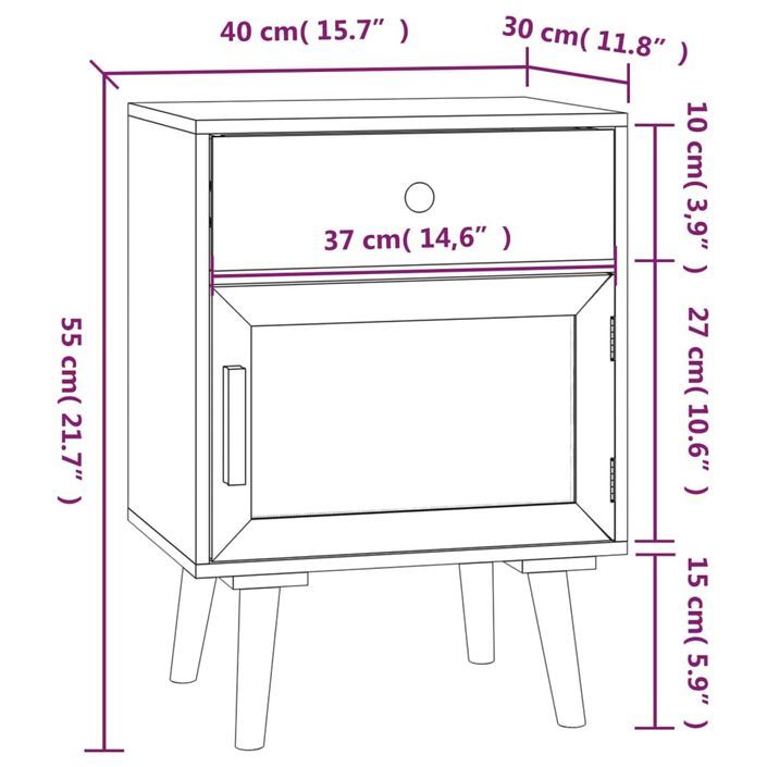 Tables de chevet 2 pcs blanc 40x30x55 cm bois d'ingénierie - Photo n°9