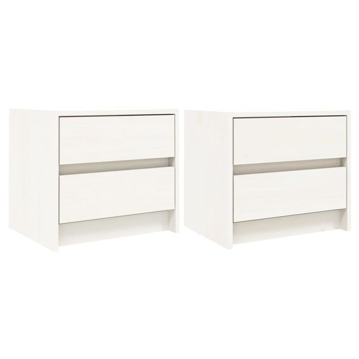 Tables de chevet 2 pcs blanc 40x31x35,5 cm bois de pin massif - Photo n°1