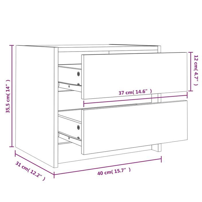 Tables de chevet 2 pcs blanc 40x31x35,5 cm bois de pin massif - Photo n°11