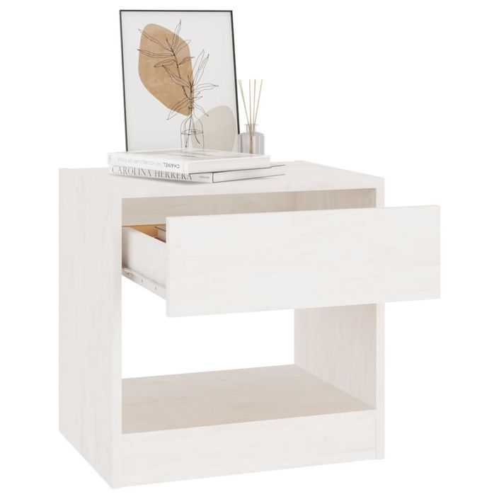 Tables de chevet 2 pcs Blanc 40x31x40 cm Bois de pin massif - Photo n°4