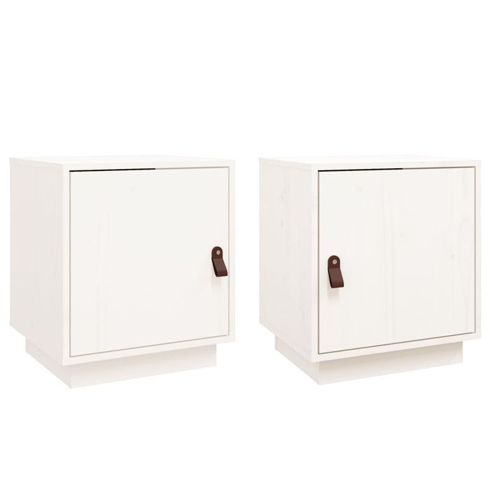 Tables de chevet 2 pcs Blanc 40x34x45 cm Bois de pin massif - Photo n°2