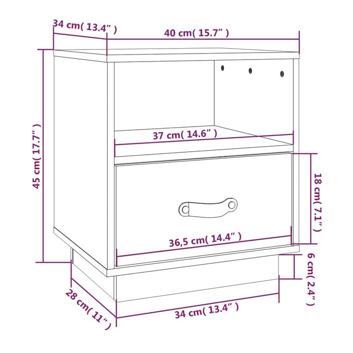 Tables de chevet 2 pcs Blanc 40x34x45 cm Bois de pin massif - Photo n°10