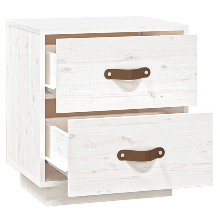 Tables de chevet 2 pcs Blanc 40x34x45 cm Bois de pin massif - Photo n°8