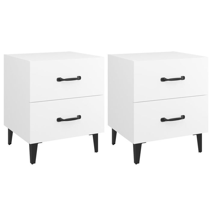 Tables de chevet 2 pcs Blanc 40x35x47,5 cm - Photo n°2