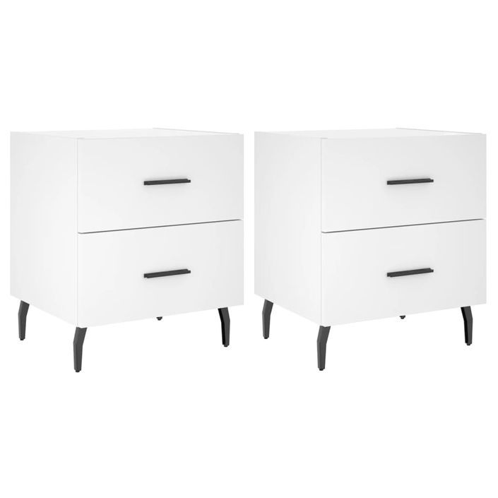 Tables de chevet 2 pcs blanc 40x35x47,5 cm bois d’ingénierie - Photo n°1