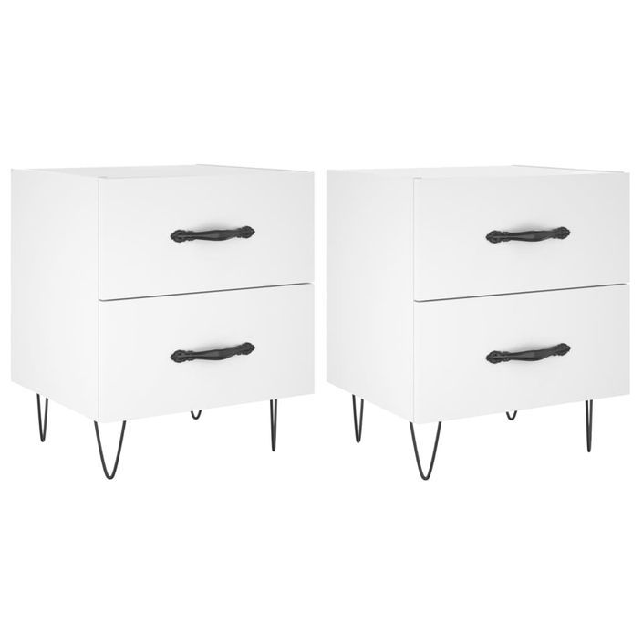 Tables de chevet 2 pcs blanc 40x35x47,5 cm bois d’ingénierie - Photo n°1