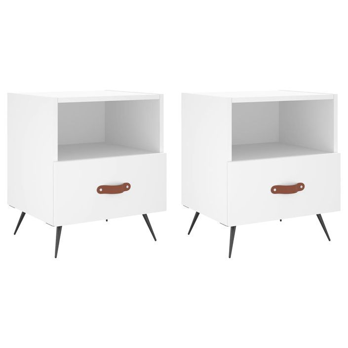 Tables de chevet 2 pcs blanc 40x35x47,5 cm bois d’ingénierie - Photo n°1