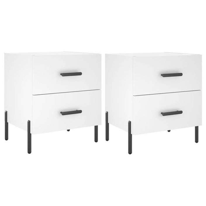 Tables de chevet 2 pcs blanc 40x35x47,5 cm bois d’ingénierie - Photo n°1