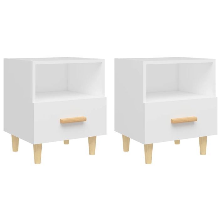 Tables de chevet 2 pcs Blanc 40x35x47 cm - Photo n°2