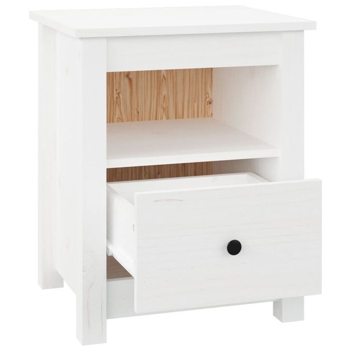 Tables de chevet 2 pcs Blanc 40x35x49 cm Bois de pin massif - Photo n°7