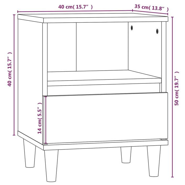 Tables de chevet 2 pcs Blanc 40x35x50 cm - Photo n°11