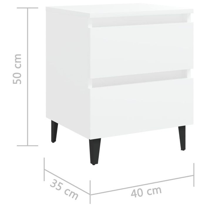 Tables de chevet 2 pcs Blanc 40x35x50 cm - Photo n°8