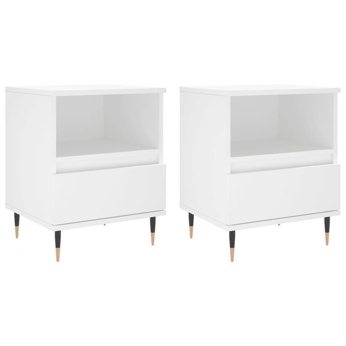 Tables de chevet 2 pcs blanc 40x35x50 cm bois d’ingénierie - Photo n°1