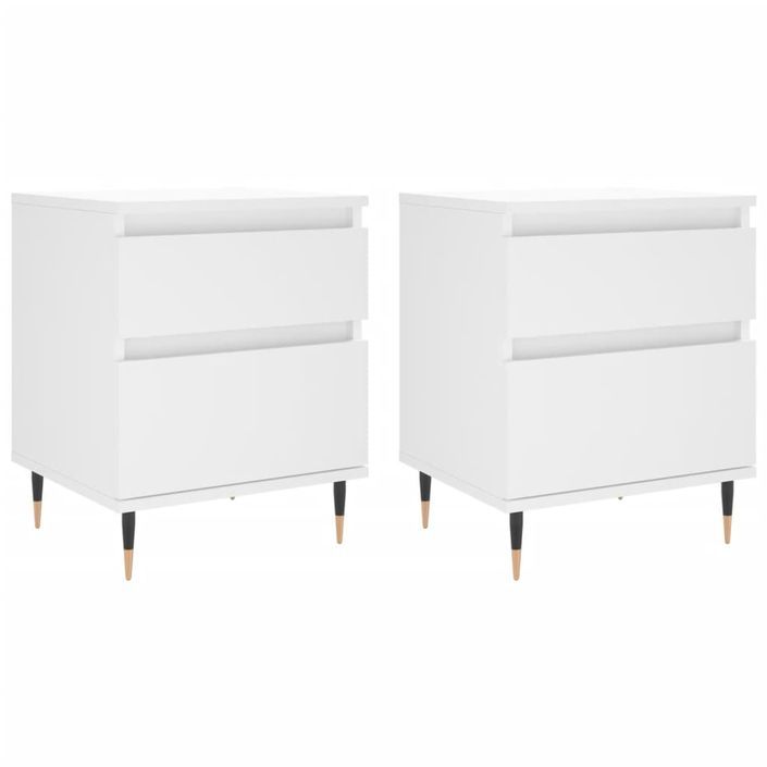 Tables de chevet 2 pcs blanc 40x35x50 cm bois d’ingénierie - Photo n°1