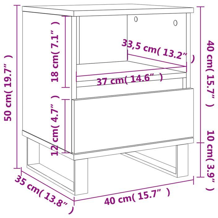 Tables de chevet 2 pcs blanc 40x35x50 cm bois d’ingénierie - Photo n°12