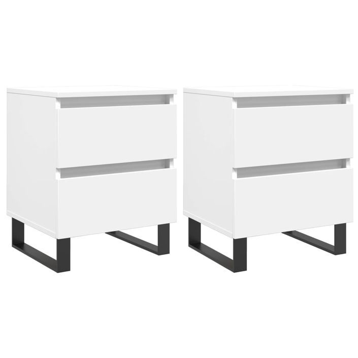 Tables de chevet 2 pcs blanc 40x35x50 cm bois d’ingénierie - Photo n°1