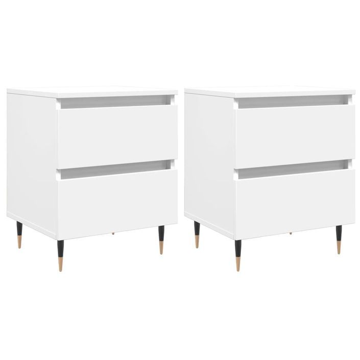 Tables de chevet 2 pcs blanc 40x35x50 cm bois d’ingénierie - Photo n°1