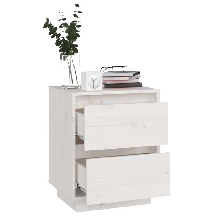 Tables de chevet 2 pcs Blanc 40x35x50 cm Bois de pin solide - Photo n°5