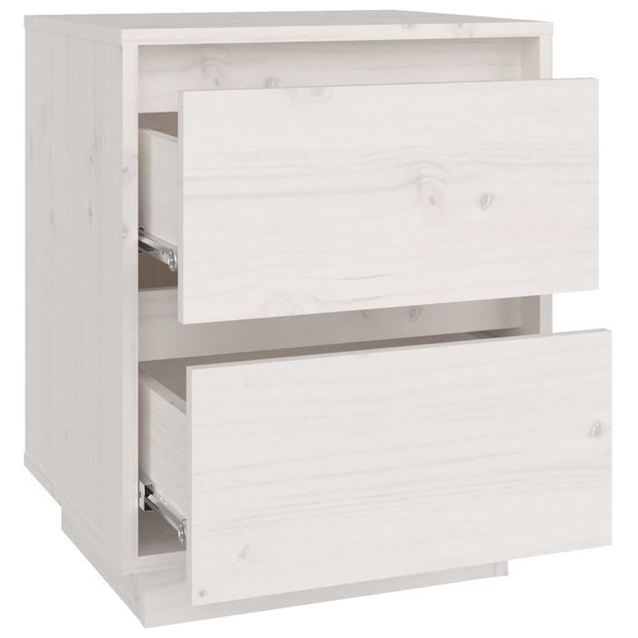 Tables de chevet 2 pcs Blanc 40x35x50 cm Bois de pin solide - Photo n°8