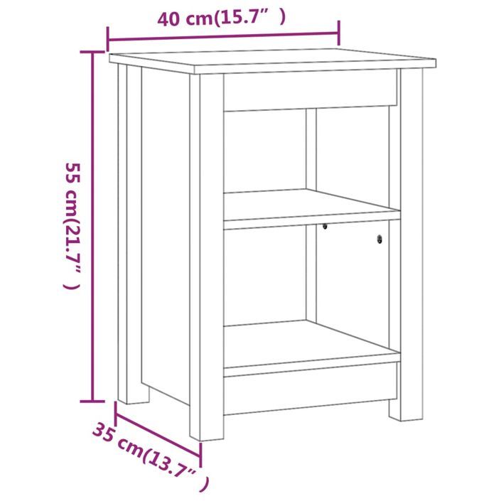 Tables de chevet 2 pcs Blanc 40x35x55 cm Bois de pin solide - Photo n°9