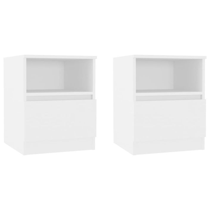 Tables de chevet 2 pcs Blanc 40x40x50 cm 2 - Photo n°1