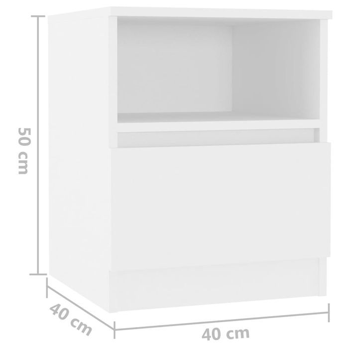 Tables de chevet 2 pcs Blanc 40x40x50 cm 2 - Photo n°8