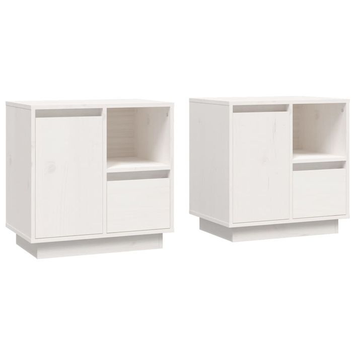 Tables de chevet 2 pcs Blanc 50x34x50 cm Bois de pin massif - Photo n°2