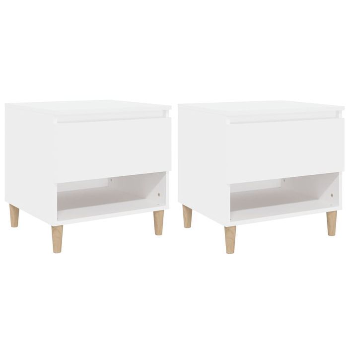 Tables de chevet 2 pcs Blanc 50x46x50 cm Bois d’ingénierie - Photo n°1