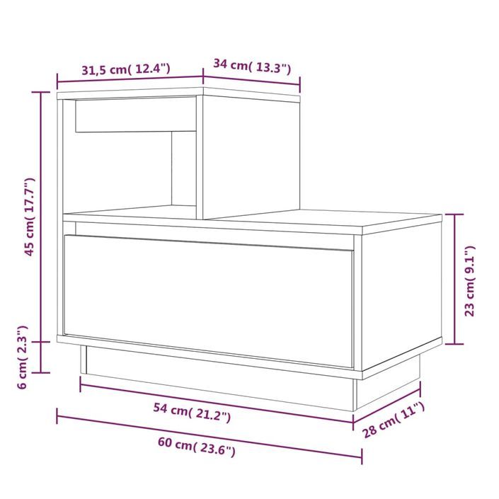 Tables de chevet 2 pcs Blanc 60x34x51 cm Bois de pin solide - Photo n°12