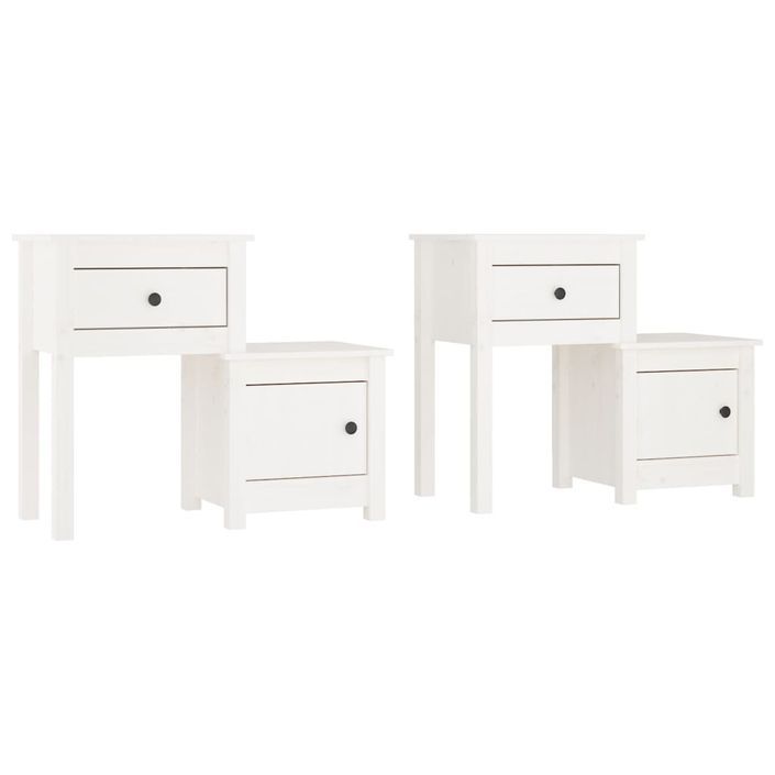 Tables de chevet 2 pcs Blanc 79,5x38x65,5 cm Bois de pin massif - Photo n°2