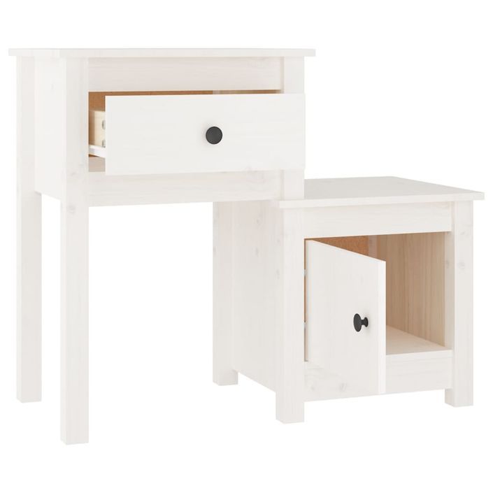 Tables de chevet 2 pcs Blanc 79,5x38x65,5 cm Bois de pin massif - Photo n°4