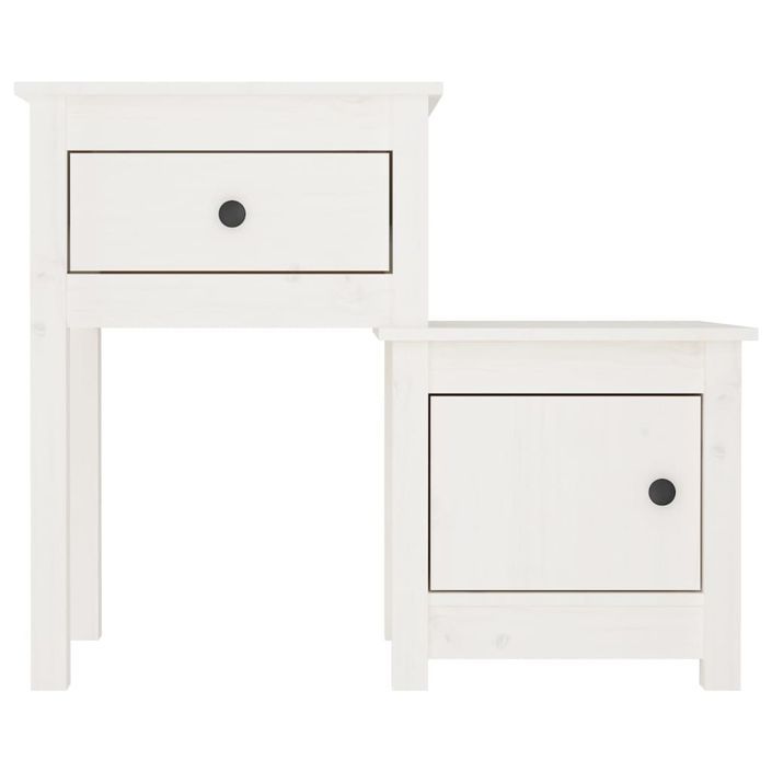 Tables de chevet 2 pcs Blanc 79,5x38x65,5 cm Bois de pin massif - Photo n°5