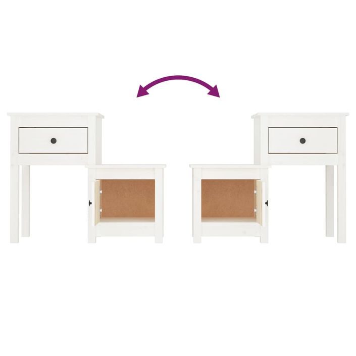 Tables de chevet 2 pcs Blanc 79,5x38x65,5 cm Bois de pin massif - Photo n°6