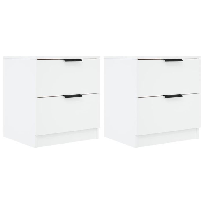 Tables de chevet 2 pcs Blanc Bois d'ingénierie - Photo n°2