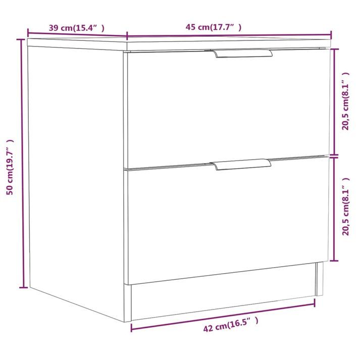 Tables de chevet 2 pcs Blanc Bois d'ingénierie - Photo n°10