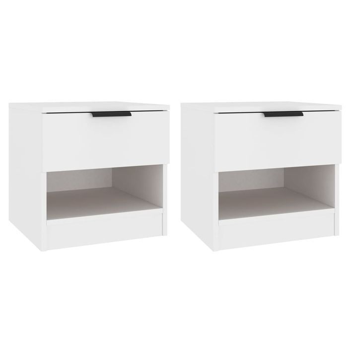 Tables de chevet 2 pcs Blanc Bois d'ingénierie 3 - Photo n°1