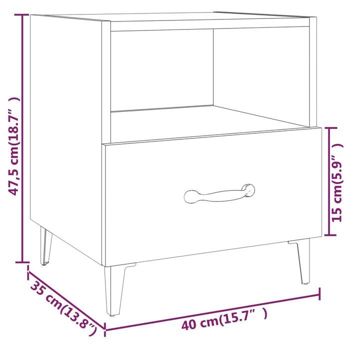 Tables de chevet 2 pcs Blanc Bois d'ingénierie - Photo n°10