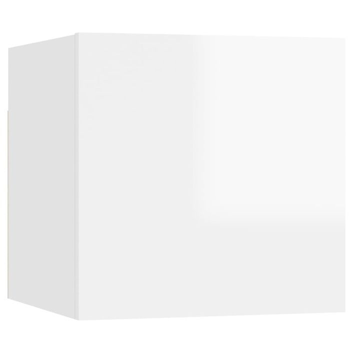 Tables de chevet 2 pcs Blanc brillant 30,5x30x30 cm - Photo n°5