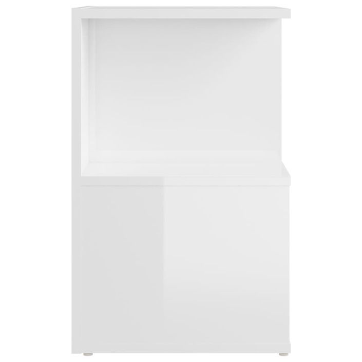 Tables de chevet 2 pcs Blanc brillant 35x35x55 cm - Photo n°5