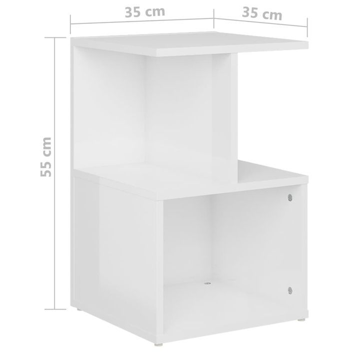 Tables de chevet 2 pcs Blanc brillant 35x35x55 cm - Photo n°6