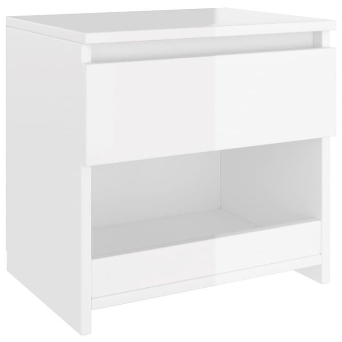 Tables de chevet 2 pcs Blanc brillant 40x30x39 cm - Photo n°4