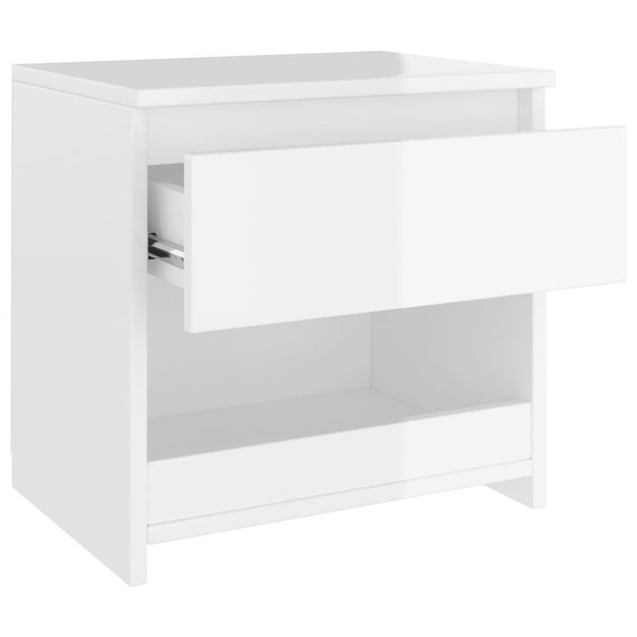 Tables de chevet 2 pcs Blanc brillant 40x30x39 cm - Photo n°7