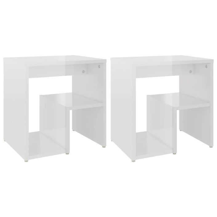 Tables de chevet 2 pcs Blanc brillant 40x30x40 cm - Photo n°1