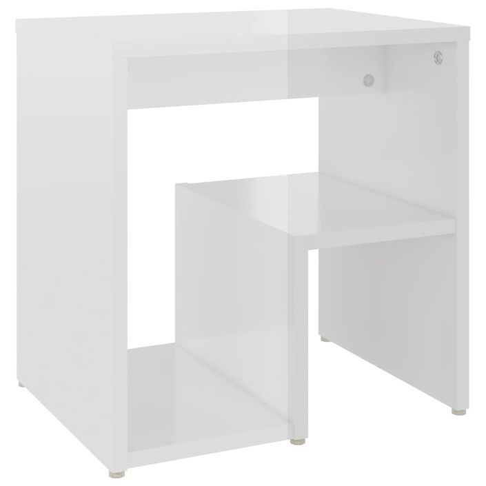 Tables de chevet 2 pcs Blanc brillant 40x30x40 cm - Photo n°5